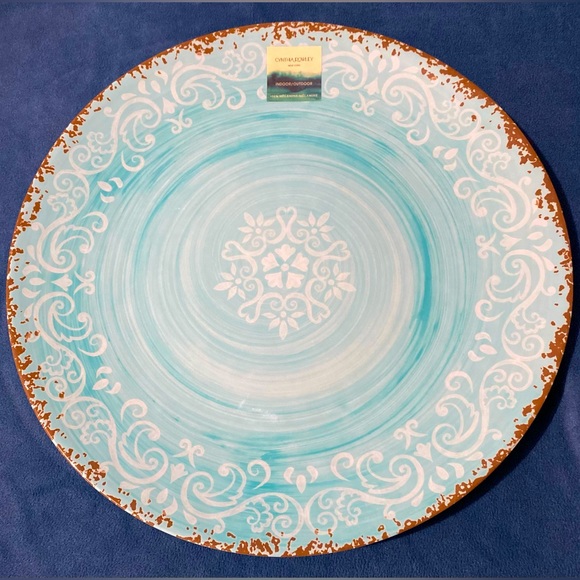 Cynthia Rowley Other - NEW 19” Rustic Teal Distressed 100% Melamine Serving Platter, Cynthia Rowley
